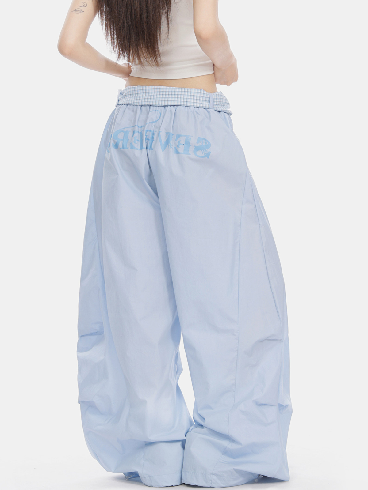 SoftEarth - Women's Plaid Panel Belt Straight-Leg Pants