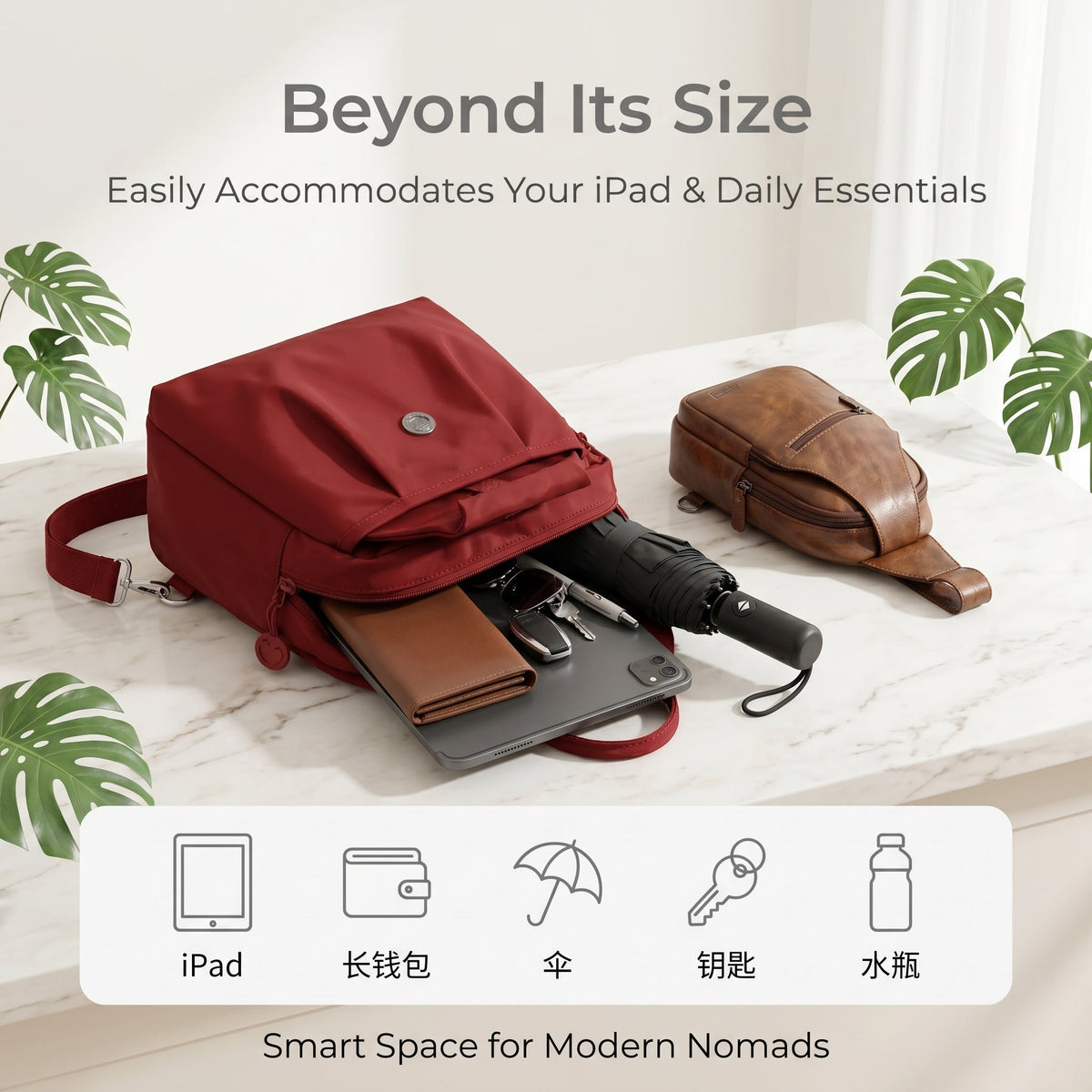 Multi-Way Convertible Backpack Sling Bag - Water-Resistant & iPad Friendly